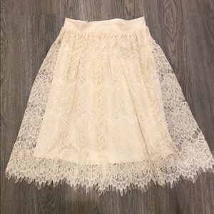Cream Lace A Line Skirt